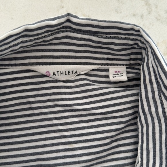 Athleta Blue and White Striped Button Down Shirt - Picture 4 of 4